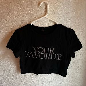 Black rhinestone crop top